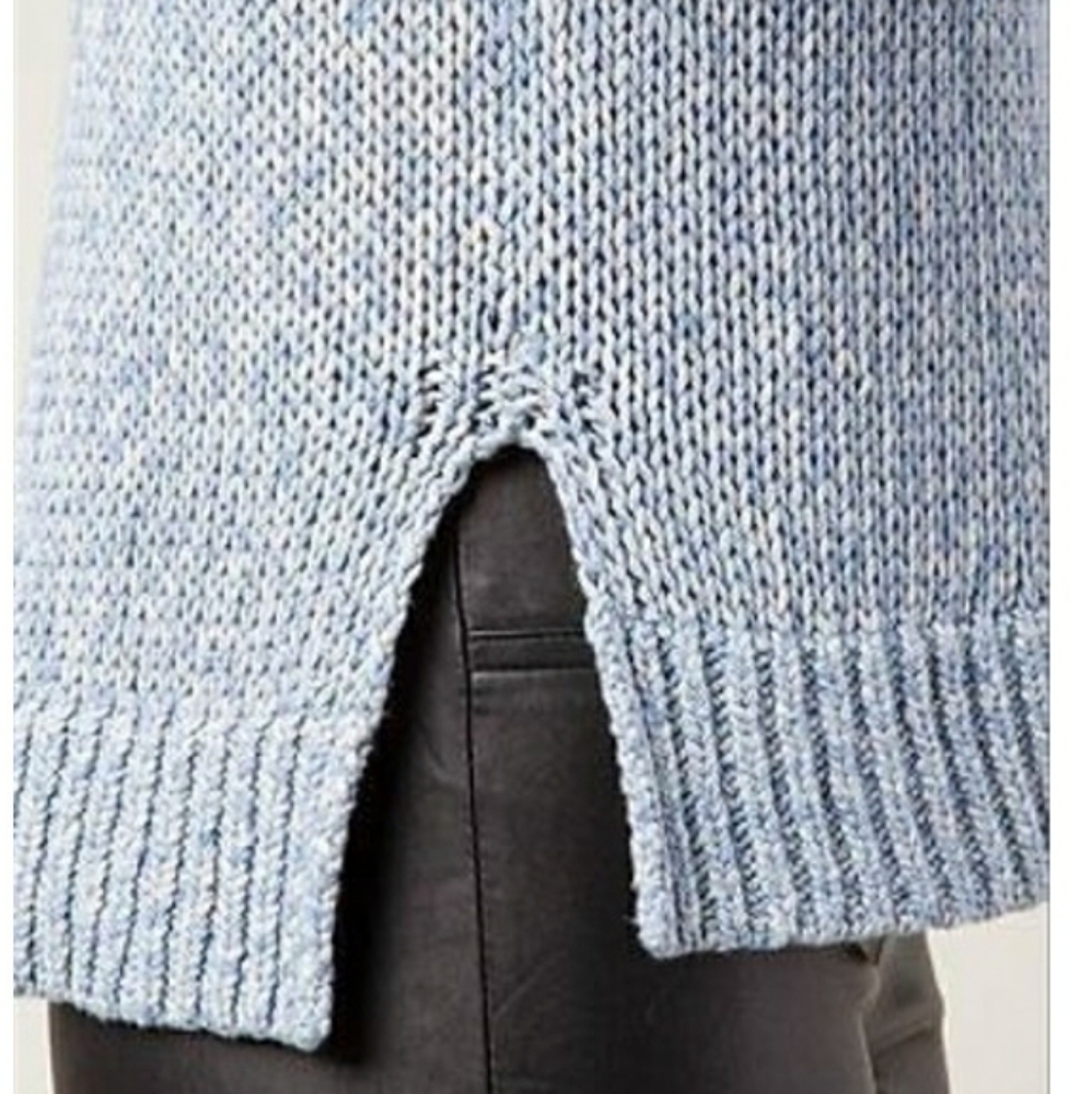 Vince Drop Shoulder Loose Knit Rolled Neckline Blue Sweater Style Size S - Picture 9 of 16